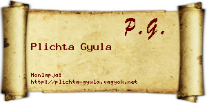 Plichta Gyula névjegykártya